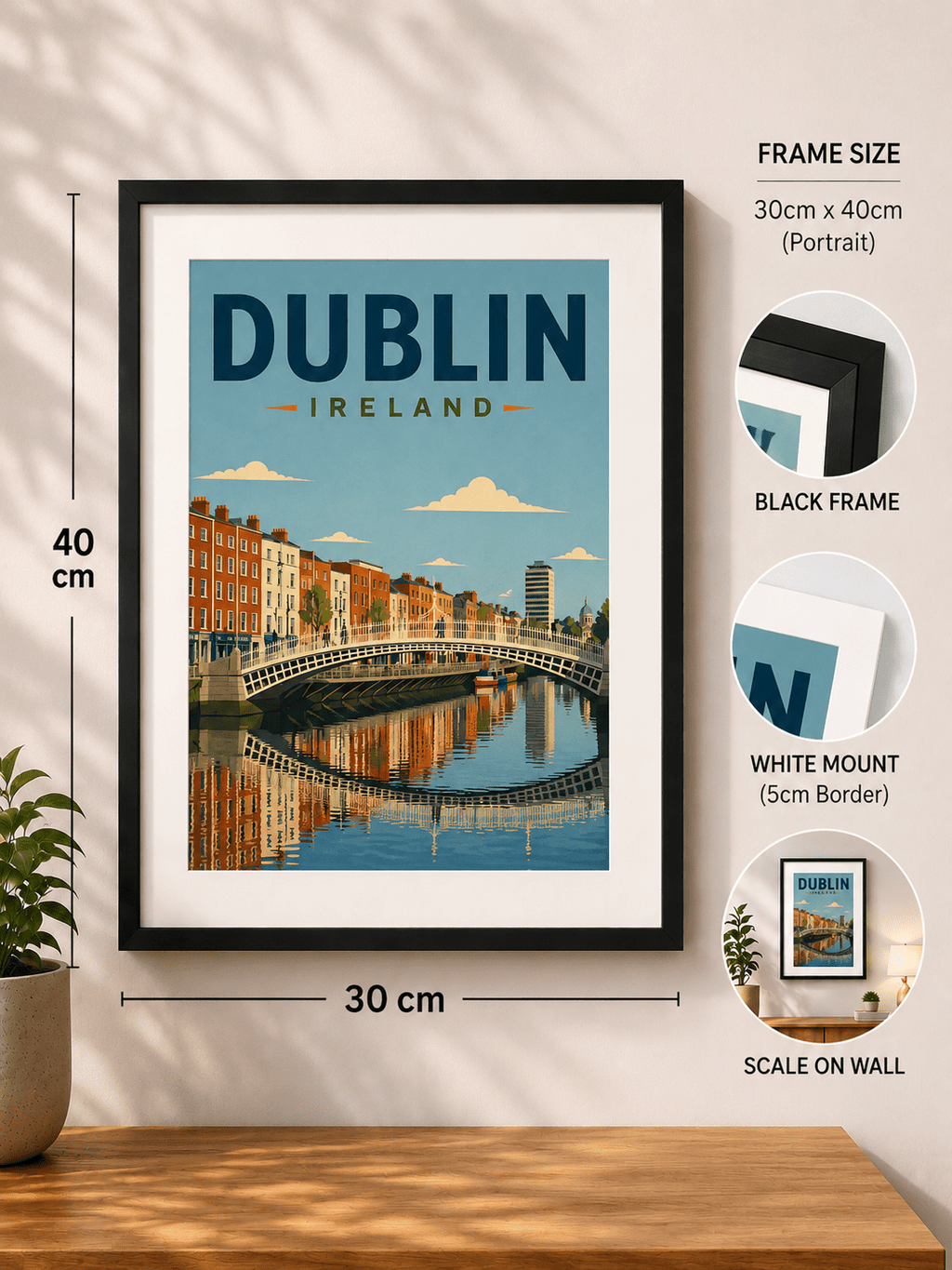 Dublin Ha’penny Bridge | Vintage Travel Poster