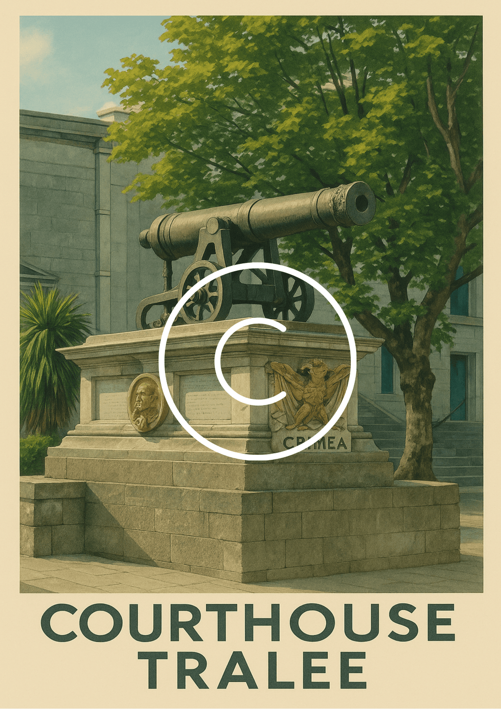 Tralee Courthouse Cannon | Vintage Landmark Wall Art Print