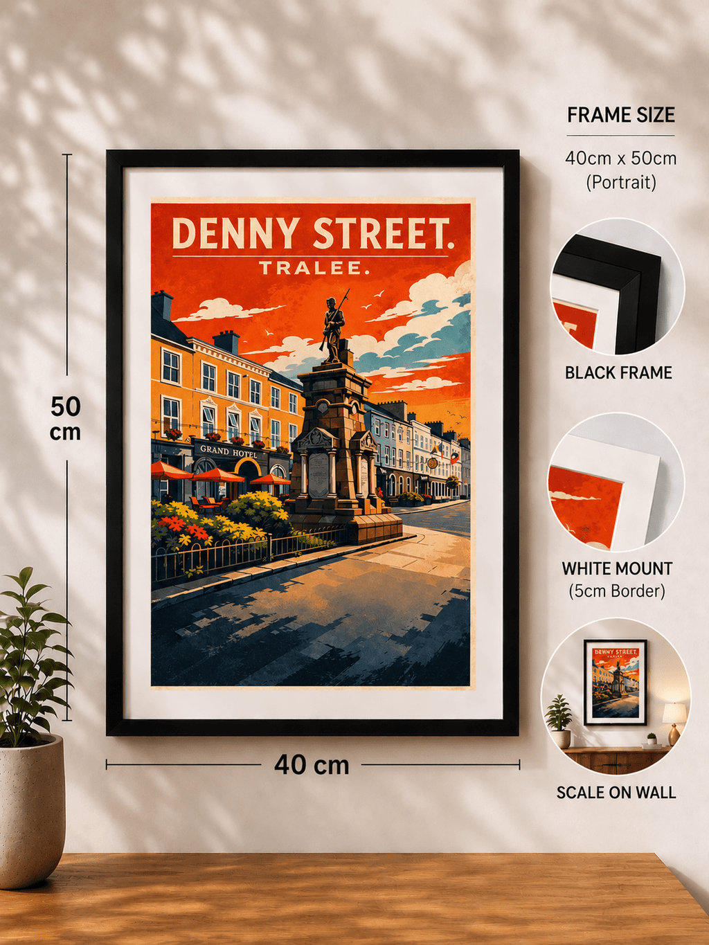 Denny Street, Tralee Poster | Vintage Wall Art Print