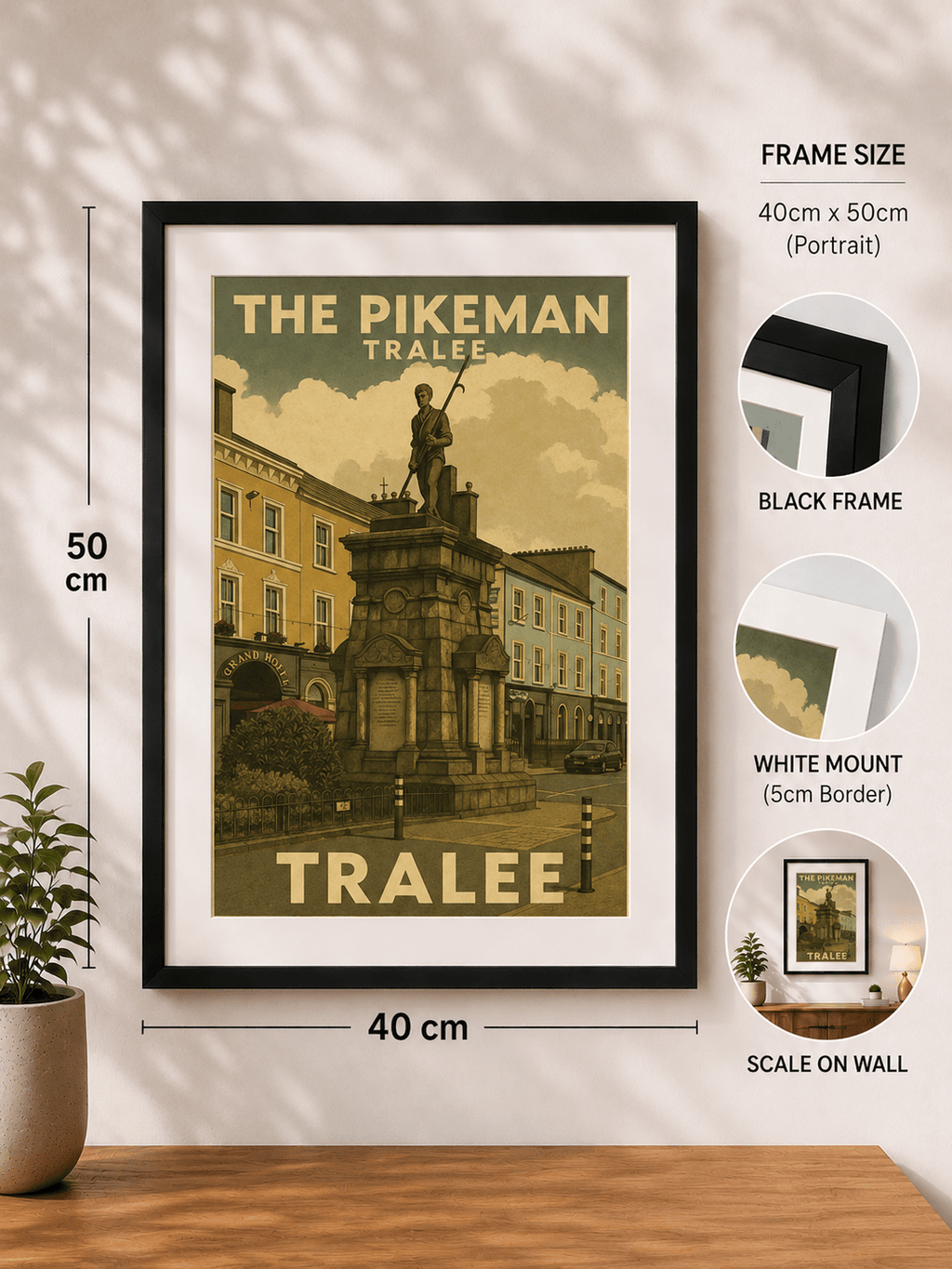 The Pikeman, Tralee | Vintage Tralee Monument Wall Art Print