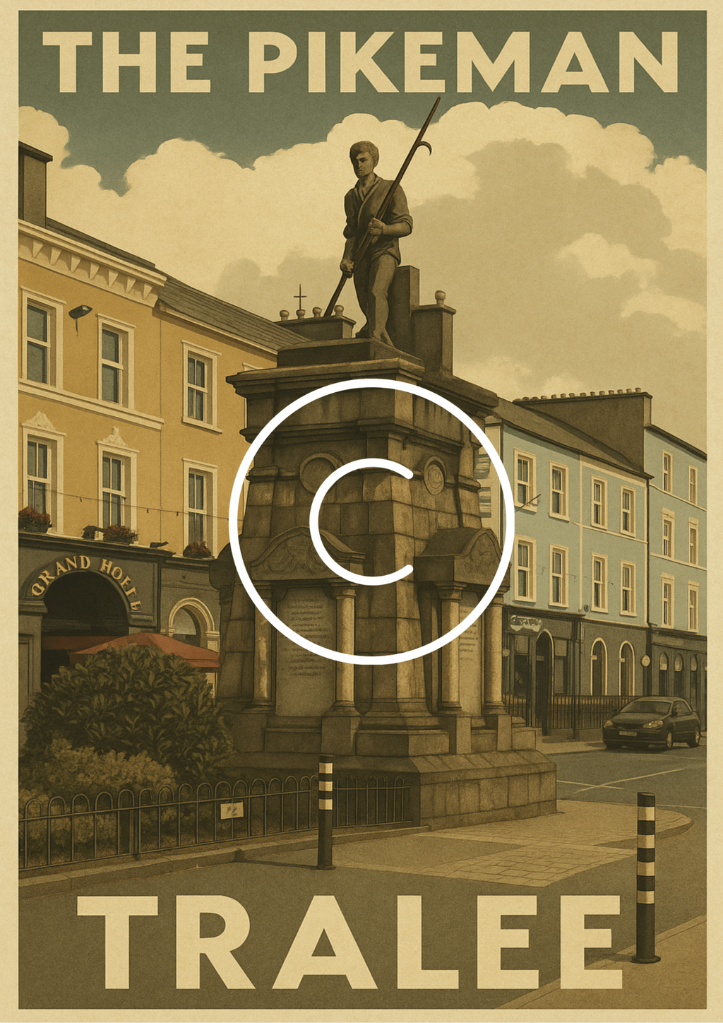 The Pikeman, Tralee | Vintage Tralee Monument Wall Art Print